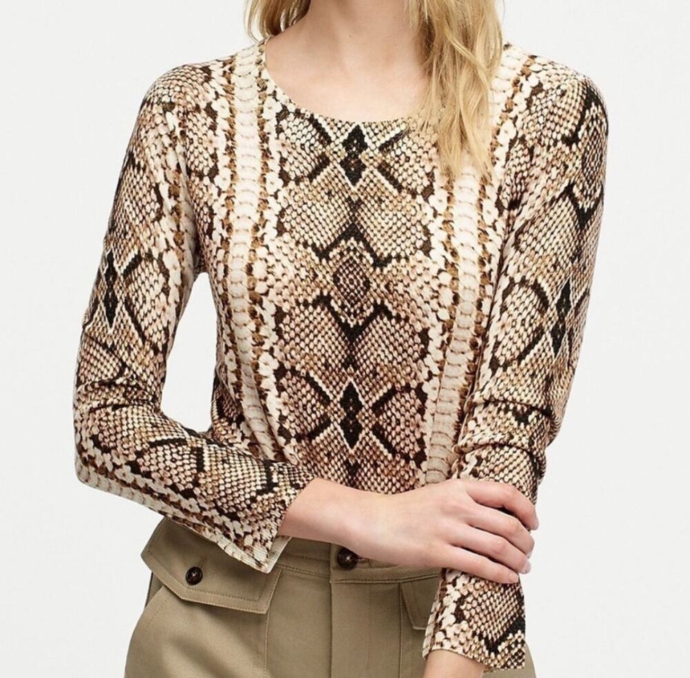 J.Crew Tippi Merino Wool Snake Print Sweater Large Animal Print Quiet Luxury